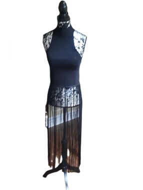 Zara Black Top With Longe Fringe